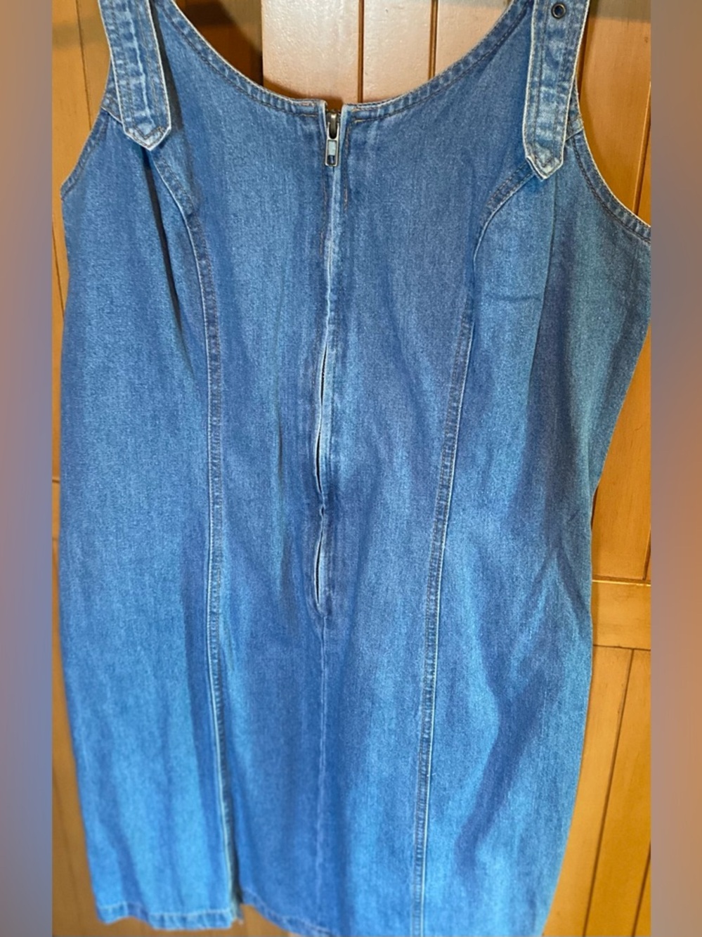 Vintage Classic Denim Pinafore Dress - Blue Size 9/10